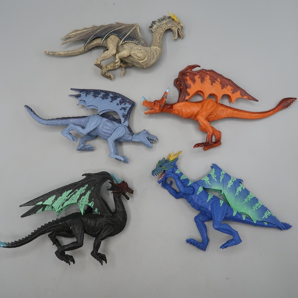 Dragons Lot Of 5 Poseable Kid Galaxy Dragons Toy Figure Fantasy 8 in